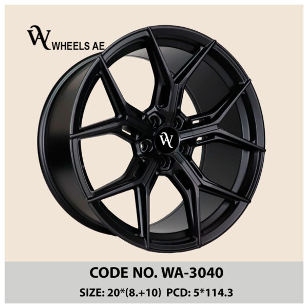 Aftermarket Wheel WA-3040 - 20 Inch Gloss Black 5-Spoke Rim