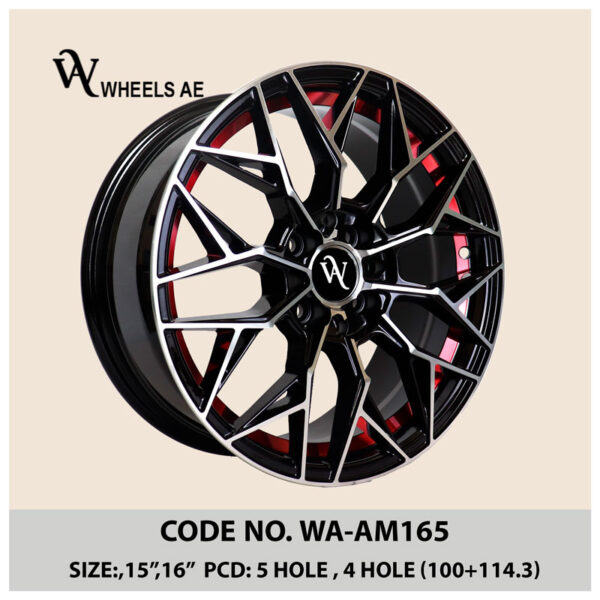 Aftermarket Wheel WA-AM165 – Black Mesh Alloy with Machined Face for Civic, Corolla & More