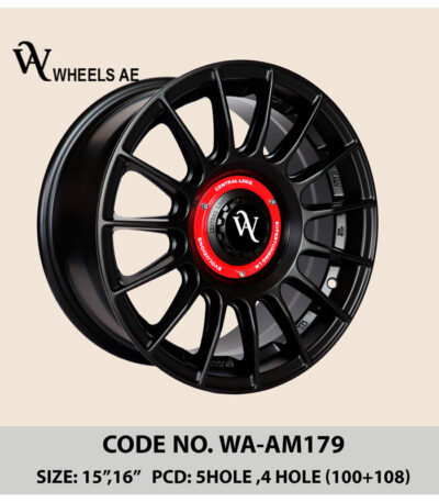 Aftermarket Wheel WA-AM179 – Black Red Multi-Spoke Alloy Rim 15/16 Inch