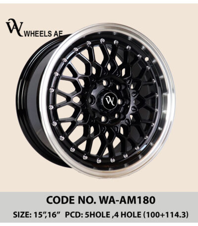 Aftermarket Wheel WA-AM180 – Black Mesh-Style Alloy Rim 15/16 Inch for Compact Cars