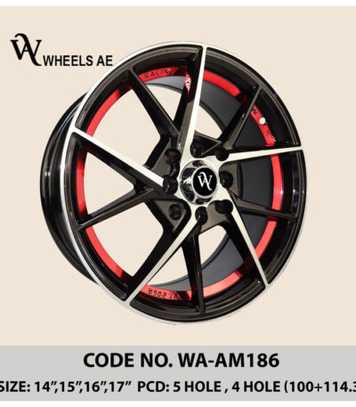 aftermarket alloy wheel WA-AM186 | 14-17 inch | Red-accented sport rim