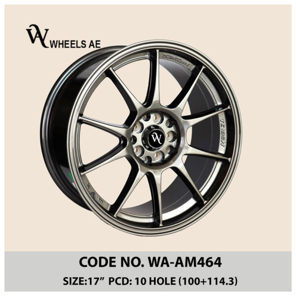 Aftermarket Alloy Wheel WA-AM464 – 17 Inch with 5x114.3 & 5x100 Fitment for Honda, Toyota, Nissan & More
