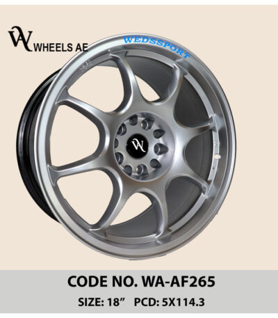 Aftermarket Sport Wheel WA-AP265 18 Inch 5x114.3 Gunmetal Alloy Rim – Lightweight, track-inspired multi-spoke rim for sedans & performance cars. Fits Mustang, GTR, Camaro, Charger, and more.