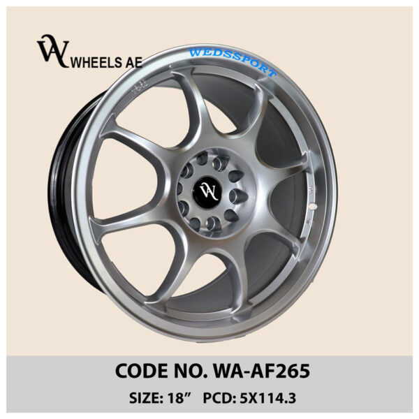 Aftermarket Sport Wheel WA-AP265 18 Inch 5x114.3 Gunmetal Alloy Rim – Lightweight, track-inspired multi-spoke rim for sedans & performance cars. Fits Mustang, GTR, Camaro, Charger, and more.
