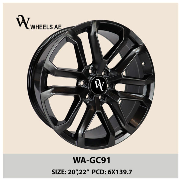 GMC & Chevrolet 22 Inch Wheel WA-GC91 – Gloss Black Alloy Rim for Yukon, Sierra, Tahoe & Silverado