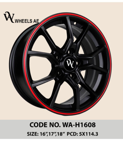Honda Wheel WA-H1608 – Sporty Black Alloy Rim with Red Lip for Civic, Accord & CR-V (16/17 Inch)