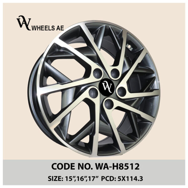 Hyundai Wheel WA-H8512 – 15, 16, 17 Inch Split-Spoke Alloy Rim for Kia, Hyundai, and Mitsubishi Sedans