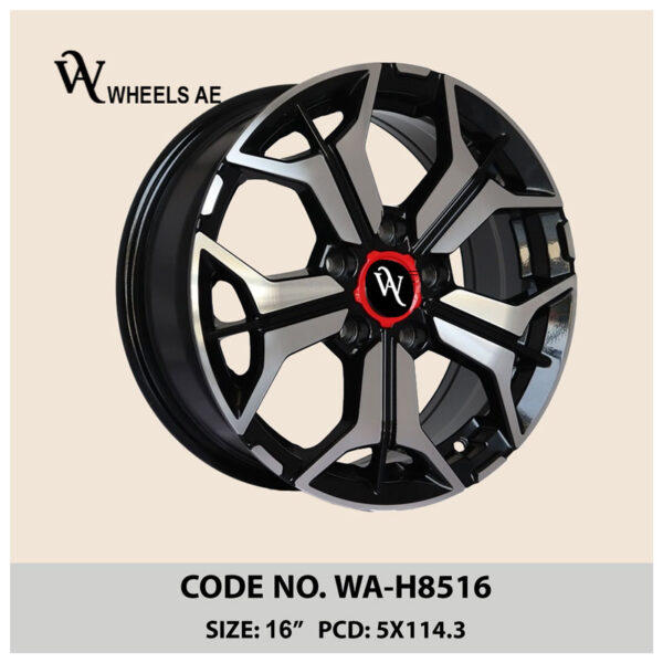 Kia Wheel WA-H8516 – 16 Inch Black Dual-Spoke Alloy Rim for Hyundai, Mitsubishi, and Sportage