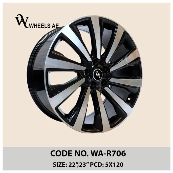 WA-R706 Range Rover Wheels – 22 Inch Gloss Black Split-Spoke Alloy Rims