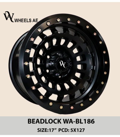 Beadlock Off-Road Wheel WA-BL186 – 17” Matte Black | 5x127 PCD | For Jeep Wrangler, Gladiator, Cherokee