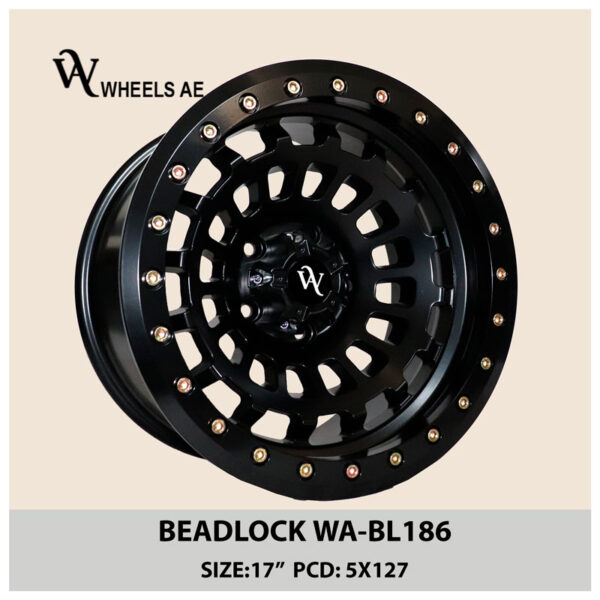 Beadlock Off-Road Wheel WA-BL186 – 17” Matte Black | 5x127 PCD | For Jeep Wrangler, Gladiator, Cherokee