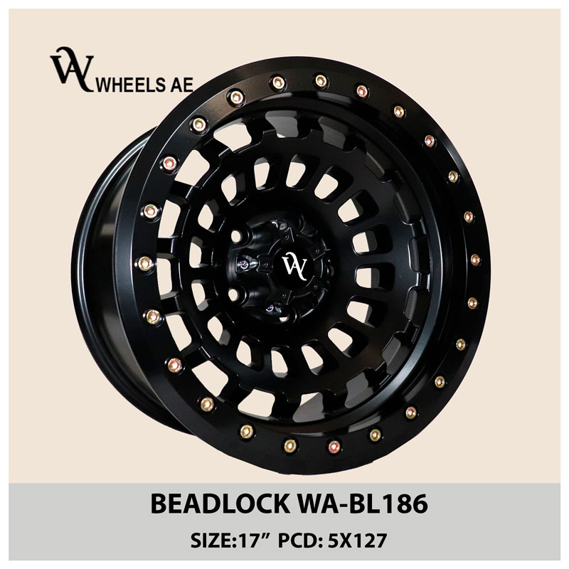 Beadlock Off-Road Wheel WA-BL186 – 17” Matte Black | 5x127 PCD | For Jeep Wrangler, Gladiator, Cherokee