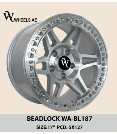 Beadlock Off-Road Wheel WA-BL187 – 17” Silver Machined | 5x127 PCD | For Jeep Wrangler, Gladiator, Grand Cherokee