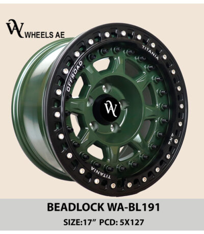 Beadlock off-road wheel WA-BL191 – 17-Inch Army Green 5x127 for Jeep Wrangler, Gladiator & Cherokee