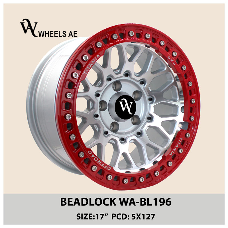 Beadlock Off-Road Wheel WA-BL196 – 17” Red/Silver | 5x127 PCD | Fits Jeep Wrangler, Gladiator & More