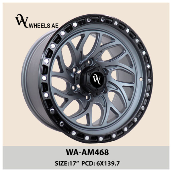 Off-Road Wheel WA-AM468 Matt Gray – 17” 6x139.7 Rim for Patrol, Land Cruiser, Prado, GMC