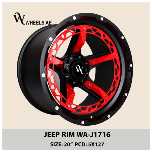 Jeep Wheel WA-J1716 - Red & Black 20 Inch Alloy Rim for Jeep Wrangler Gladiator