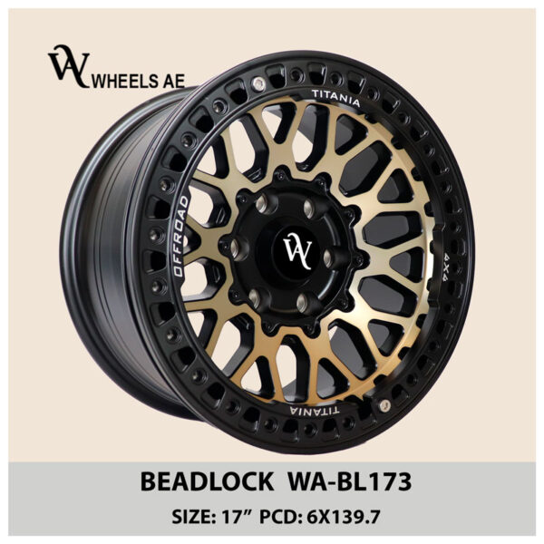 Beadlock Off-Road Wheel WA-BL173 – 17” Gold Lip | 6x139.7 PCD | Fits Patrol, Land Cruiser & More