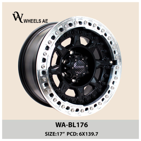 Beadlock Off-Road Wheel WA-BL176 – 17” Black with Silver Lip | Rugged Off-Road Style