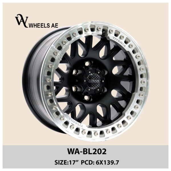 Beadlock Off-Road Wheel WA-BL202 Black with Silver Lip – 17-Inch | Wheels AE