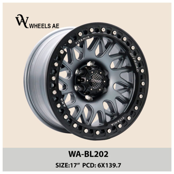 Beadlock Off-Road Wheel WA-BL202 – 17” Matt Gray with Black Lips | Wheels AE UAE