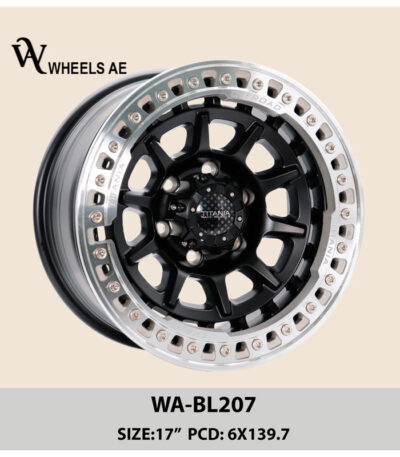 17 inch beadlock wheel for Jeep Wrangler WA-BL207 5x127 off-road rim black center silver lip