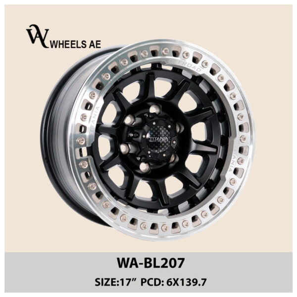 17 inch beadlock wheel for Jeep Wrangler WA-BL207 5x127 off-road rim black center silver lip